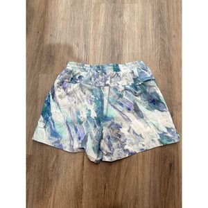 Lululemon Pool Shorts Mens Medium Blue Print‎ Mesh Cut Out Liner LM7AYVS